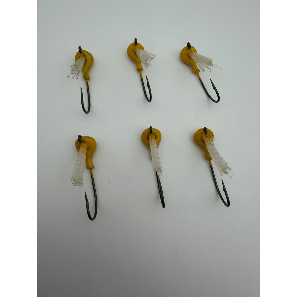 Handmade‎ Yellow Fishing Jig Heads with Clear Brush Guards 6 Piece Set 0.20oz